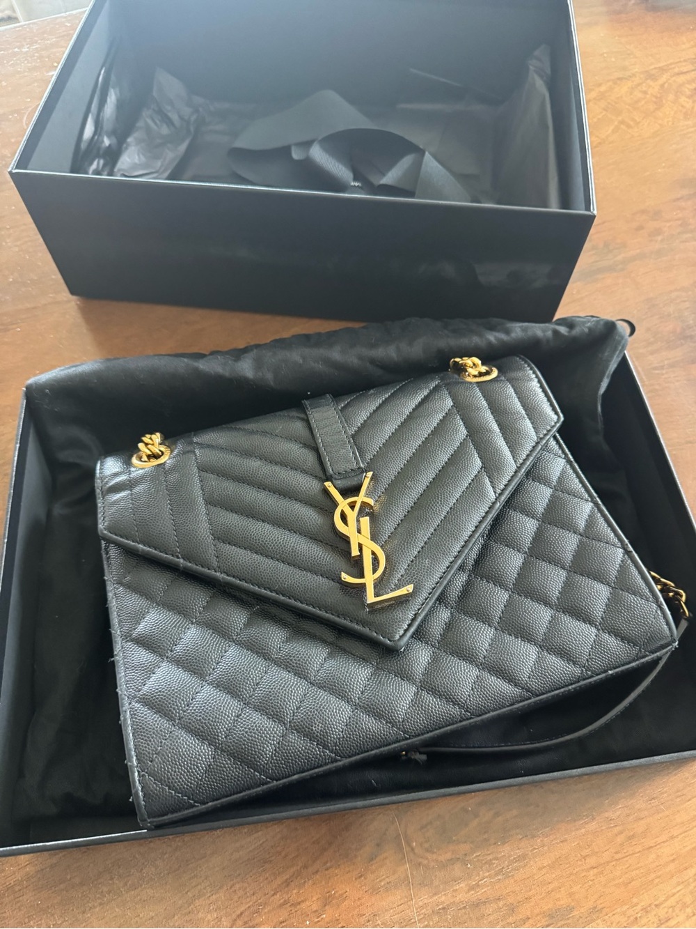 Grain De Poudre Textured Mixed Matelasse Triquilt Medium Monogram Satchel Black
